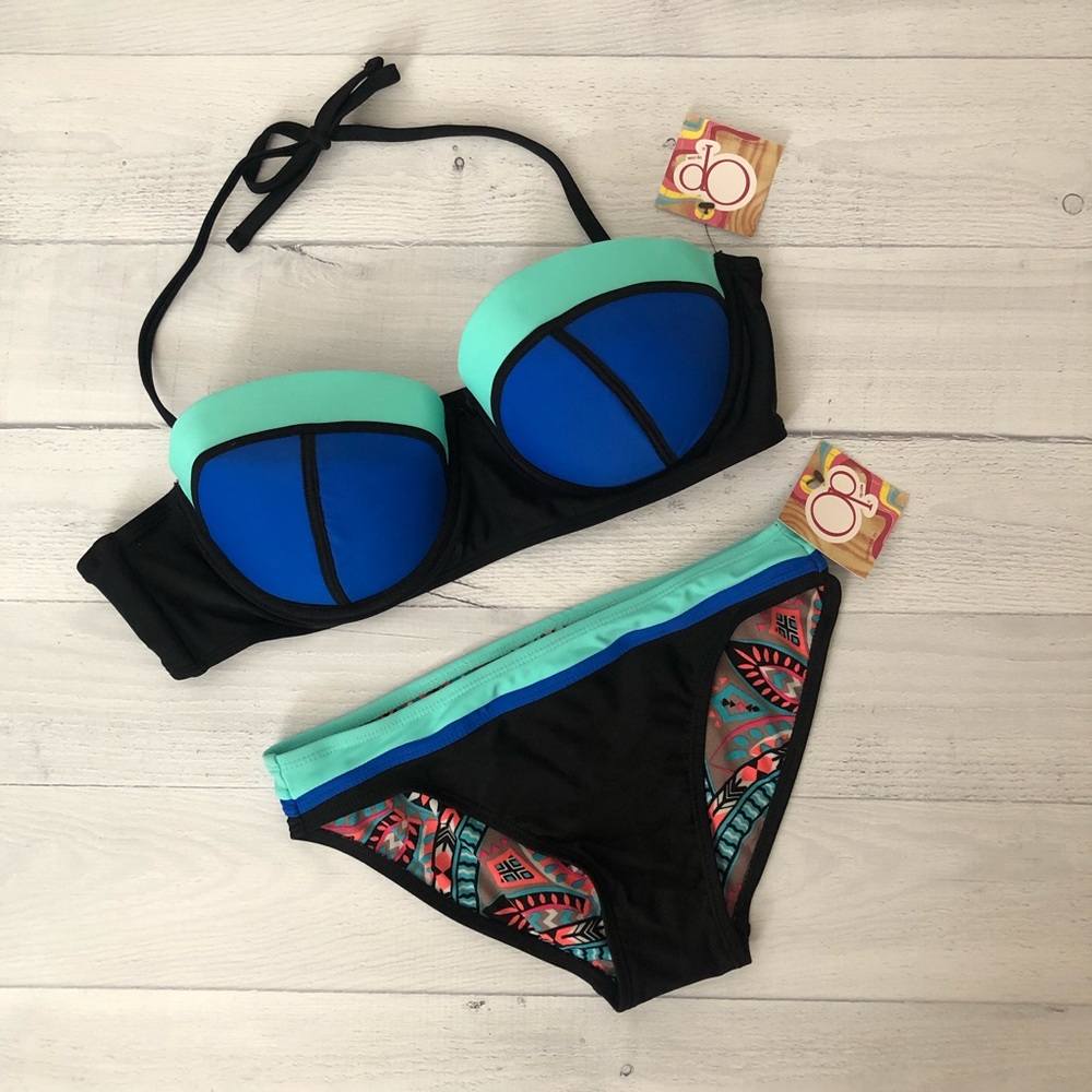 OP Blue Pattern Bathing Suit Bottom NWT